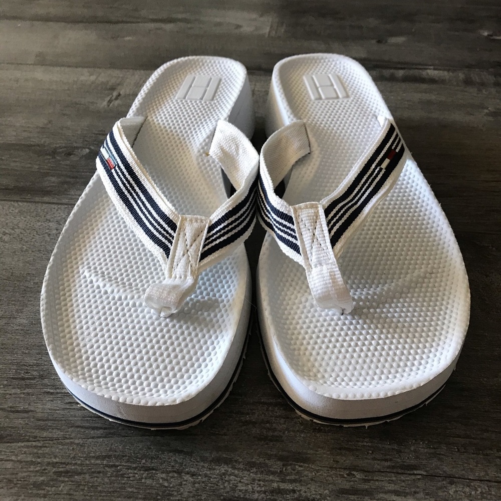 Tommy Hilfiger White Platform Flip Flops